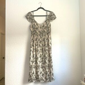Express plisse floral midi dress
